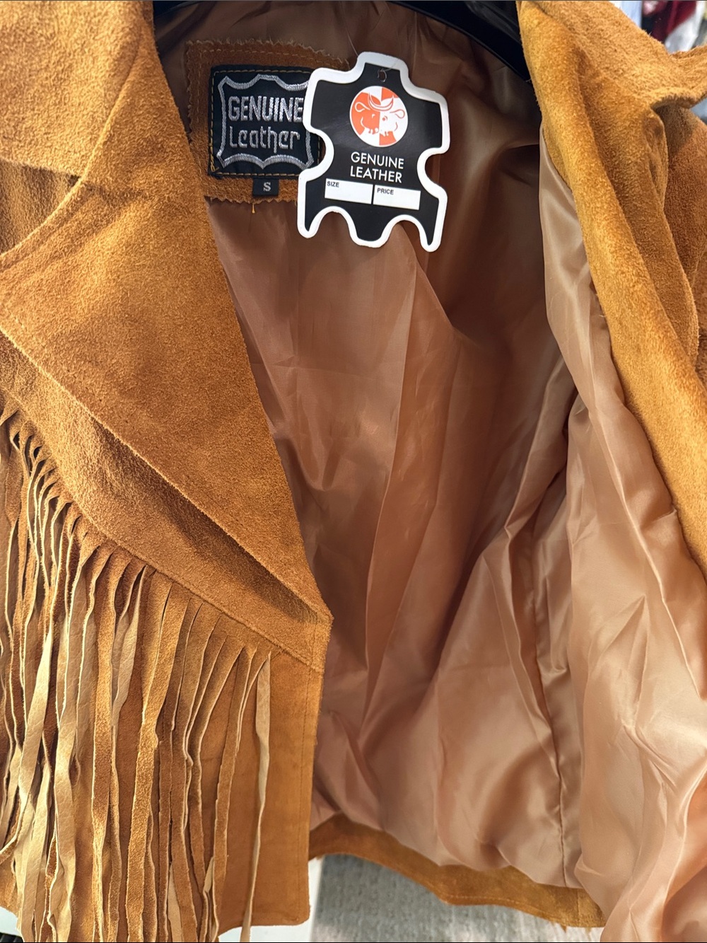 Women's Suede Fringe Jacket - Tan (Tobacco color) - Picture 4 of 6